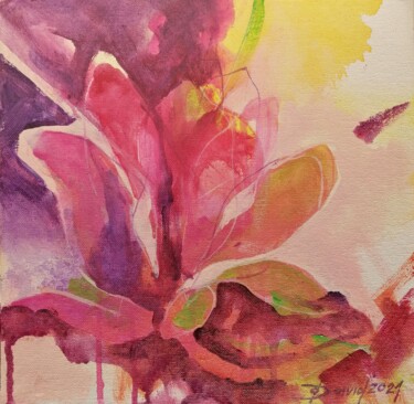 Peinture intitulée "Magnolia bloom" par Olga David, Œuvre d'art originale, Acrylique Monté sur Carton