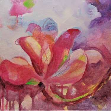 Schilderij getiteld "Magnolia" door Olga David, Origineel Kunstwerk, Acryl Gemonteerd op Karton
