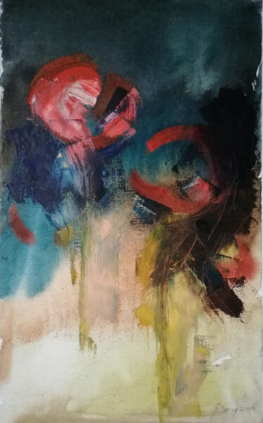 Schilderij getiteld "birthday roses" door Olga David, Origineel Kunstwerk, Olie Gemonteerd op Frame voor houten brancard