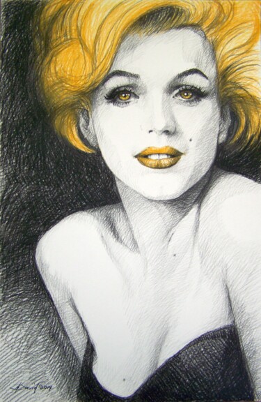 Dibujo titulada "Fascination Marilyn…" por Olga David, Obra de arte original, Pastel