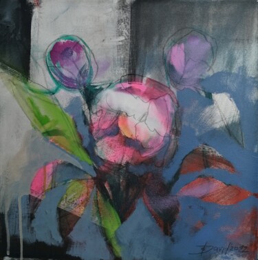 제목이 "Bouquet de fleurs d…"인 미술작품 Olga David로, 원작, 아크릴 나무 들것 프레임에 장착됨