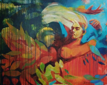 Malerei mit dem Titel "Schwebend in der si…" von Olga David, Original-Kunstwerk, Acryl Auf Keilrahmen aus Holz montiert