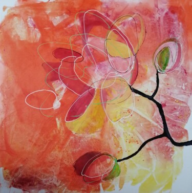 Картина под названием "Abstraktes florales…" - Olga David, Подлинное произведение искусства, Акрил Установлен на Деревянная…