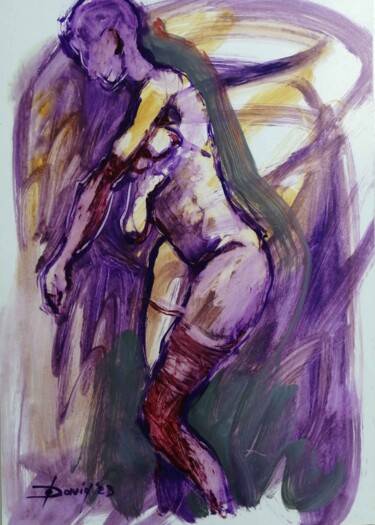 Drawing titled "Original Bild Aktze…" by Olga David, Original Artwork, Oil