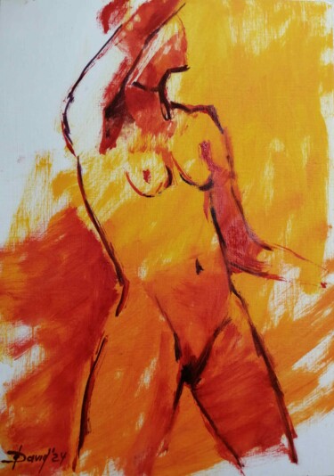 Картина под названием "Frauen roter Akt kl…" - Olga David, Подлинное произведение искусства, Масло