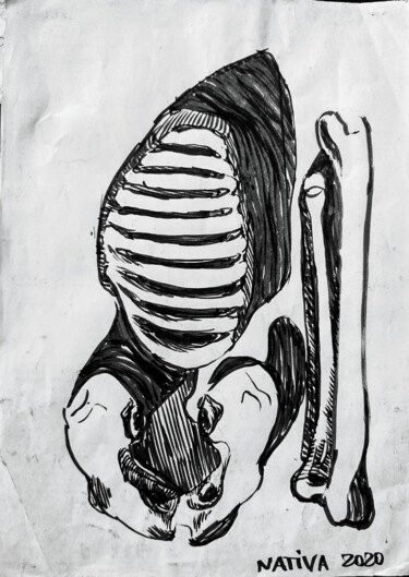 Malerei mit dem Titel "Bones" von Olga Detta Sofia Bakhmatska (Nativa), Original-Kunstwerk, Acryl