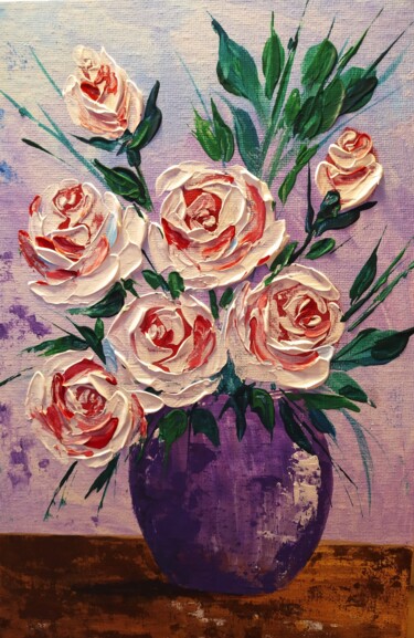 Pittura intitolato "Flowers" da Olga Dmitrieva, Opera d'arte originale, Acrilico Montato su Cartone