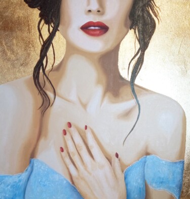 Pintura titulada "Red lipstick/Red li…" por Olga Dmitrieva, Obra de arte original, Oleo Montado en Bastidor de camilla de ma…
