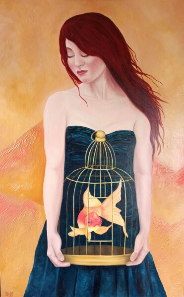 Painting titled "Let go of your thou…" by Olga Dmitrieva, Original Artwork, Oil Mounted on Wood Stretcher frame
