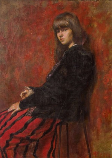 Peinture intitulée "Девушка в красном" par Olga Fadeeva, Œuvre d'art originale, Huile