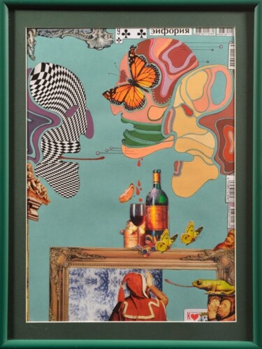 Collages titulada "эйфория" por Olga Gatieva, Obra de arte original, Collages Montado en Panel de madera