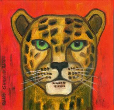 Pittura intitolato "The Leopard" da Olga Gordiiuk, Opera d'arte originale, Olio
