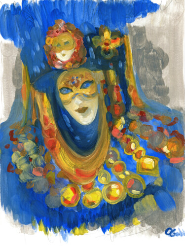 Pittura intitolato "Spirit Of Carnival" da Olga Gordiiuk, Opera d'arte originale, Gouache