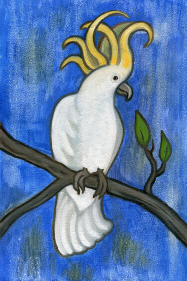Malerei mit dem Titel "The parrot on the t…" von Olga Gordiiuk, Original-Kunstwerk, Öl