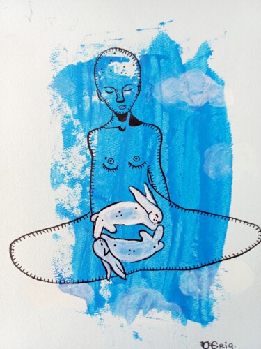 Dessin intitulée "Meditatie" par Olga Grig, Œuvre d'art originale, Encre