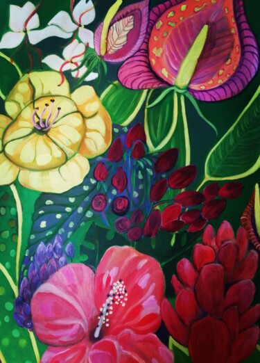 Pittura intitolato "bloemen 1" da Olga Grig, Opera d'arte originale, Acrilico