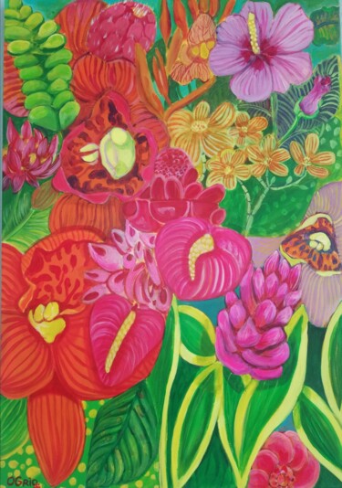 Schilderij getiteld "bloemen2" door Olga Grig, Origineel Kunstwerk, Acryl