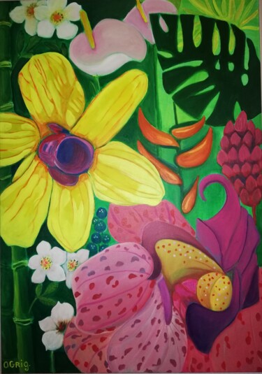 Painting titled "Geef bloemen met li…" by Olga Grig, Original Artwork, Acrylic