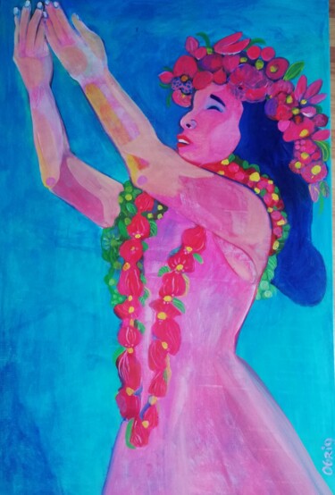 Schilderij getiteld "Hawaii girl 3" door Olga Grig, Origineel Kunstwerk, Acryl