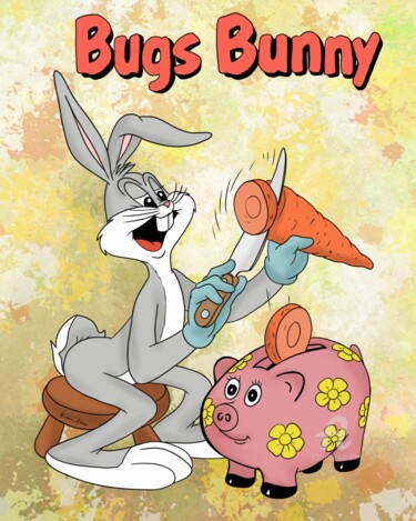 Arte digital titulada "Bugs Bunny with a p…" por Olga Guseva, Obra de arte original, Trabajo Digital 2D