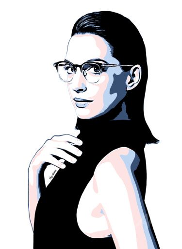 Anne Hathaway Arts numériques intitulée "Anne Hathaway" par Olga Guseva, Œuvre d'art originale, Peinture numérique Monté sur Panneau de bo…