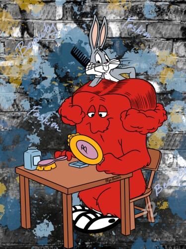 Arte digital titulada "Bugs Bunny - barber" por Olga Guseva, Obra de arte original, Trabajo Digital 2D