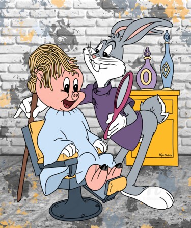 Arte digital titulada "Bugs Bunny is a sty…" por Olga Guseva, Obra de arte original, Pintura Digital