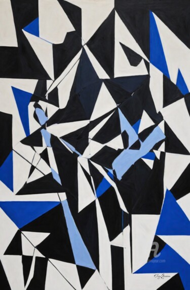 Pintura intitulada "Abstract cubism" por Olga Guseva, Obras de arte originais, Acrílico Montado em Armação em madeira