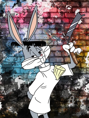 Digital Arts με τίτλο "Bugs Bunny's Trendy…" από Olga Guseva, Αυθεντικά έργα τέχνης, 2D ψηφιακή εργασία