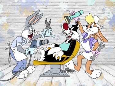 Arte digitale intitolato "Rabbit dentistry" da Olga Guseva, Opera d'arte originale, Lavoro digitale 2D