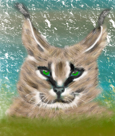 Arts numériques intitulée "wild cat" par Olga Ilyina, Œuvre d'art originale, Travail numérique 2D