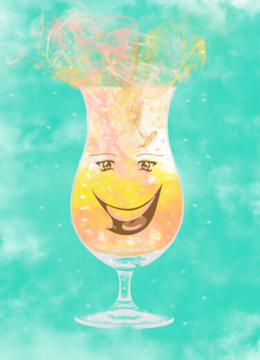 Digitale Kunst mit dem Titel "cheerful glass" von Olga Ilyina, Original-Kunstwerk, 2D digitale Arbeit