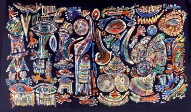 Pintura titulada "La Danse des Glèlèdè" por Olga Indigo, Obra de arte original, Pigmentos