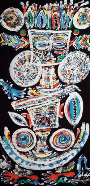 Art textile intitulée "Calebasse renversée." par Olga Indigo, Œuvre d'art originale, Pigments
