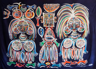 Текстильное искусство под названием "Doda Avimagé" - Olga Indigo, Подлинное произведение искусства, Пигменты