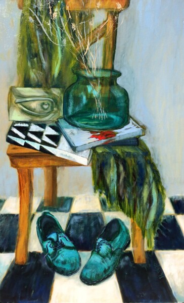 Картина под названием "From life of chairs" - Olga Ivanova, Подлинное произведение искусства, Масло Установлен на Деревянная…