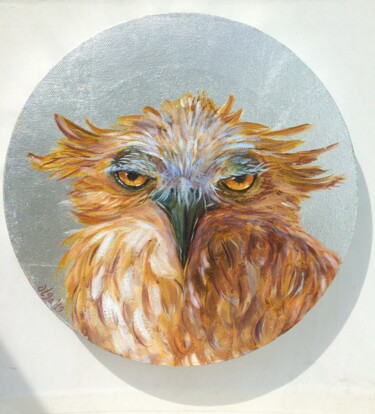 Картина под названием "Eagle-owl" - Olga Ivanova, Подлинное произведение искусства, Масло Установлен на Деревянная рама для…