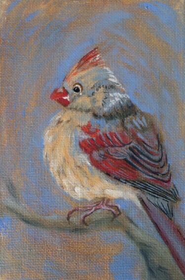 Картина под названием "Bird oil painting -…" - Olga Ivanova, Подлинное произведение искусства, Масло Установлен на картон