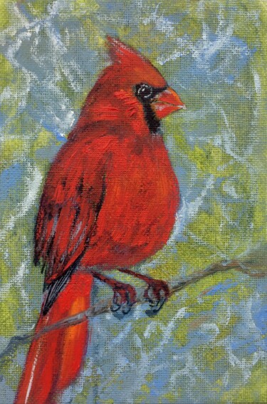 Картина под названием "Bird oil painting -…" - Olga Ivanova, Подлинное произведение искусства, Масло Установлен на картон