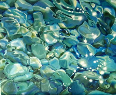 Peinture intitulée "Pebbles underwater" par Olga Jones, Œuvre d'art originale, Huile