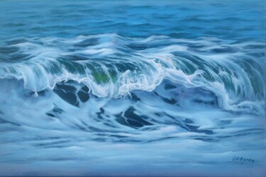 Painting titled "Foamy wave" by Olga Jones, Original Artwork, Oil Mounted on Wood Stretcher frame