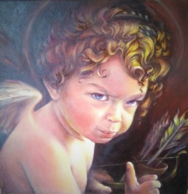 Ζωγραφική με τίτλο "Don't make Cupid an…" από Oj, Αυθεντικά έργα τέχνης, Λάδι
