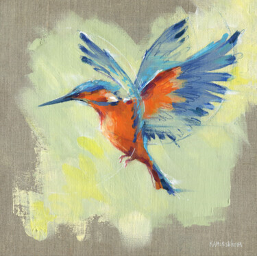 Pittura intitolato "Kingfisher, acrylic…" da Olga Kamieshkova, Opera d'arte originale, Acrilico