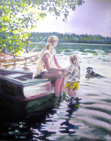 Fisherman's family Painting titled "Fisherman's family" by Olga Kasatkina, Original Art, Acrylic