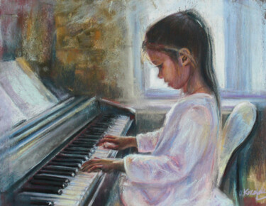Malerei mit dem Titel "Polinaza Fortepiano" von Olga Kokoreva, Original-Kunstwerk, Pastell