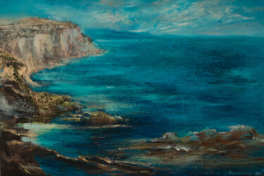 Картина под названием "Blue Sea" - Olga Kolomenskaya, Подлинное произведение искусства, Масло Установлен на Деревянная рама…