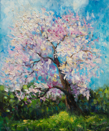Картина под названием "Flowering tree" - Olga Kolomenskaya, Подлинное произведение искусства, Масло