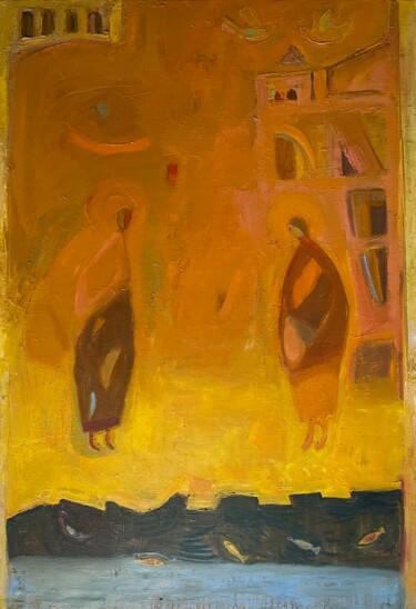 Painting titled "Annunciation" by Olga Koroleva, Original Artwork, Oil