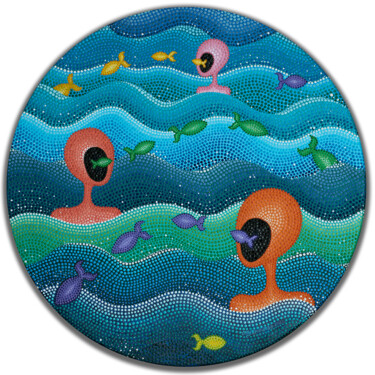 Картина под названием "Fishermen's stories" - Olha Kuznietsova, Подлинное произведение искусства, Акрил
