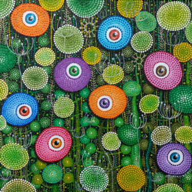 Malarstwo zatytułowany „Eyes garden” autorstwa Olha Kuznietsova, Oryginalna praca, Akryl Zamontowany na Drewniana rama noszy